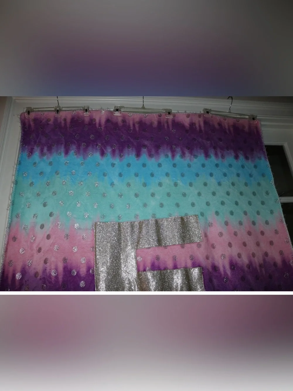 Justice Gold Dot Ombre Letter E Sherpa Fleece Blanket approximately 62